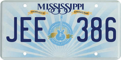 MS license plate JEE386