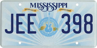MS license plate JEE398