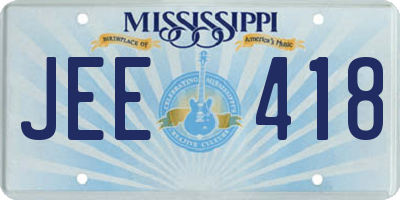 MS license plate JEE418