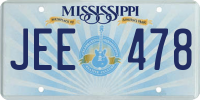 MS license plate JEE478
