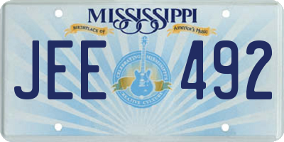 MS license plate JEE492