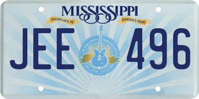 MS license plate JEE496