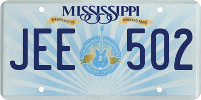 MS license plate JEE502