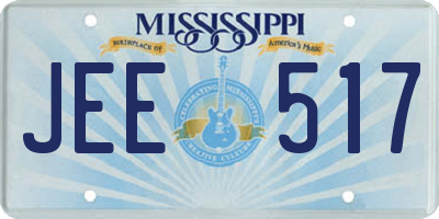 MS license plate JEE517