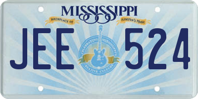 MS license plate JEE524