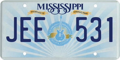 MS license plate JEE531
