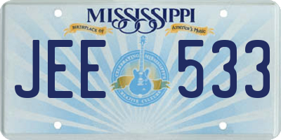MS license plate JEE533