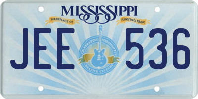 MS license plate JEE536
