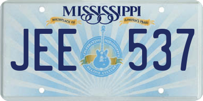 MS license plate JEE537