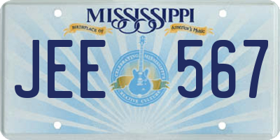 MS license plate JEE567