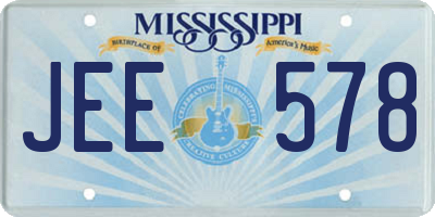 MS license plate JEE578