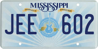 MS license plate JEE602