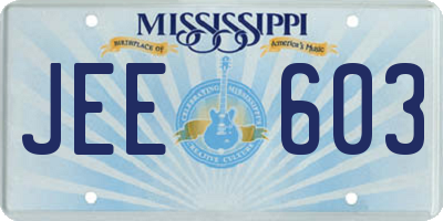 MS license plate JEE603