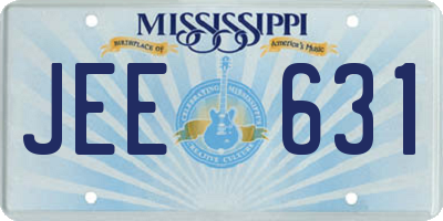 MS license plate JEE631