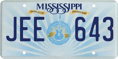 MS license plate JEE643