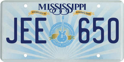 MS license plate JEE650