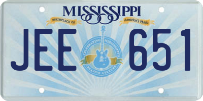 MS license plate JEE651
