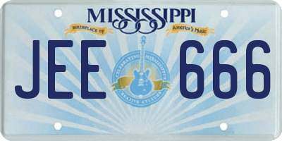 MS license plate JEE666