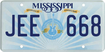 MS license plate JEE668
