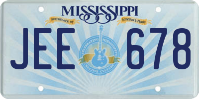 MS license plate JEE678