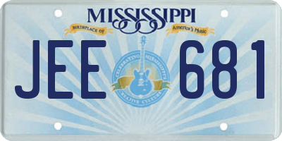MS license plate JEE681