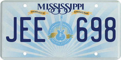 MS license plate JEE698