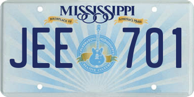 MS license plate JEE701