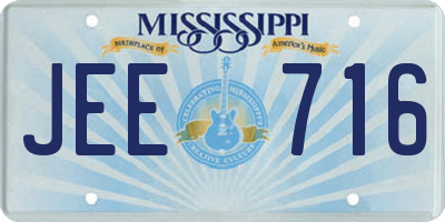 MS license plate JEE716