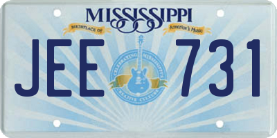 MS license plate JEE731