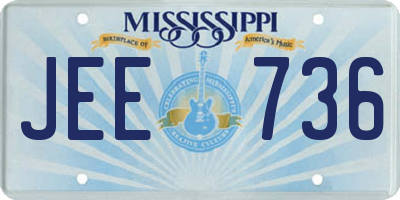 MS license plate JEE736