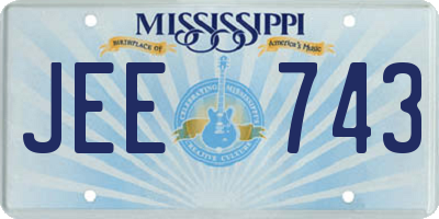 MS license plate JEE743