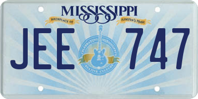 MS license plate JEE747