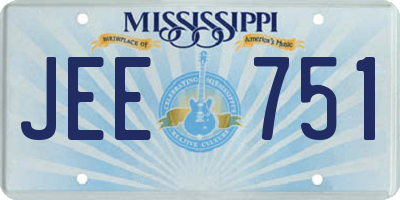 MS license plate JEE751