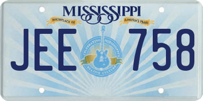 MS license plate JEE758