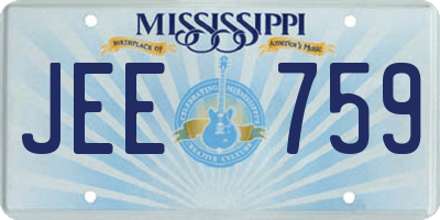 MS license plate JEE759