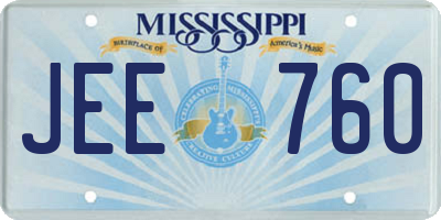 MS license plate JEE760