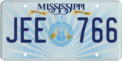 MS license plate JEE766