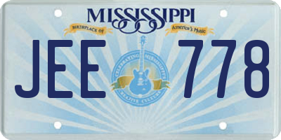 MS license plate JEE778