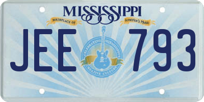 MS license plate JEE793