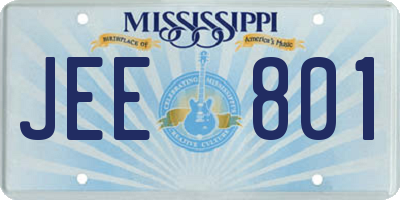 MS license plate JEE801