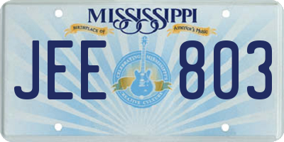 MS license plate JEE803