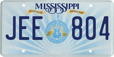 MS license plate JEE804