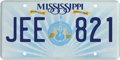 MS license plate JEE821