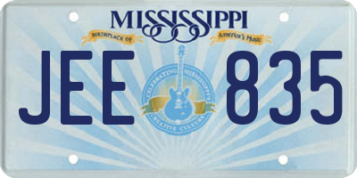 MS license plate JEE835