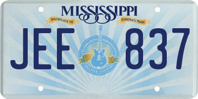 MS license plate JEE837