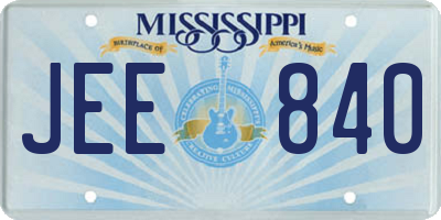 MS license plate JEE840