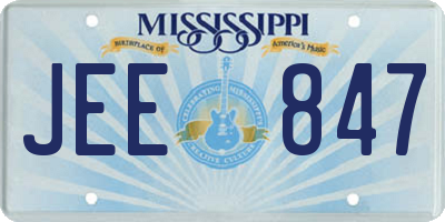 MS license plate JEE847
