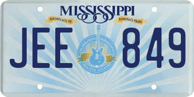 MS license plate JEE849