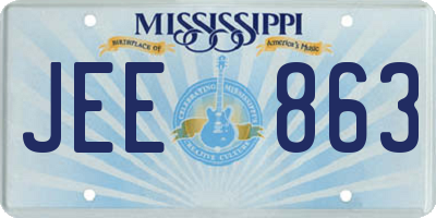 MS license plate JEE863