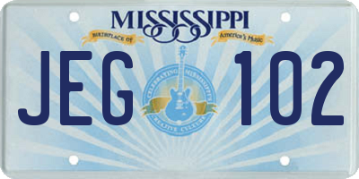 MS license plate JEG102